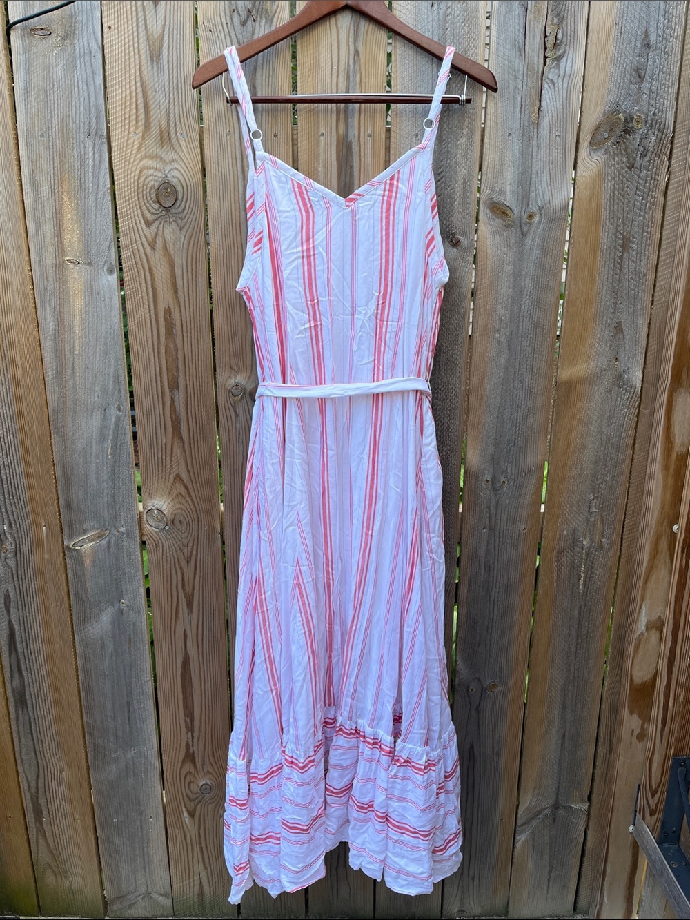 Torrid Red & White Stripe Shirred Hem Maxi Dress Size 1 - Picture 3 of 6